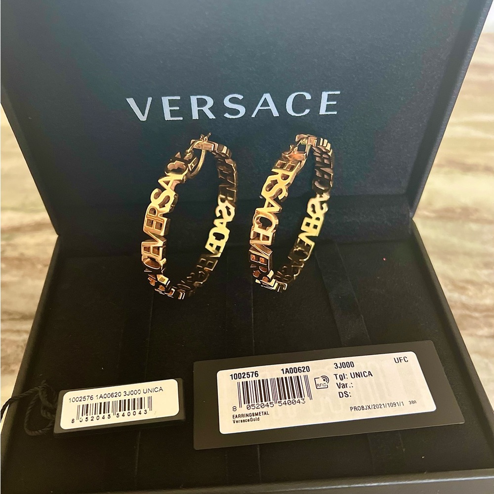 VERSACE logo hoop earrings